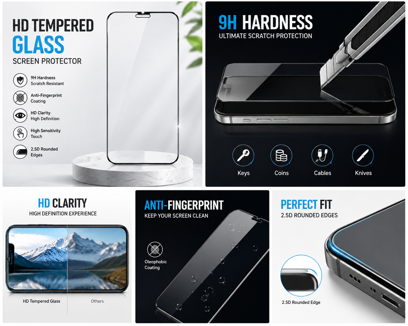 iPhone 6 to 12 series Ultra Shield Tempered Glass Screen Protector