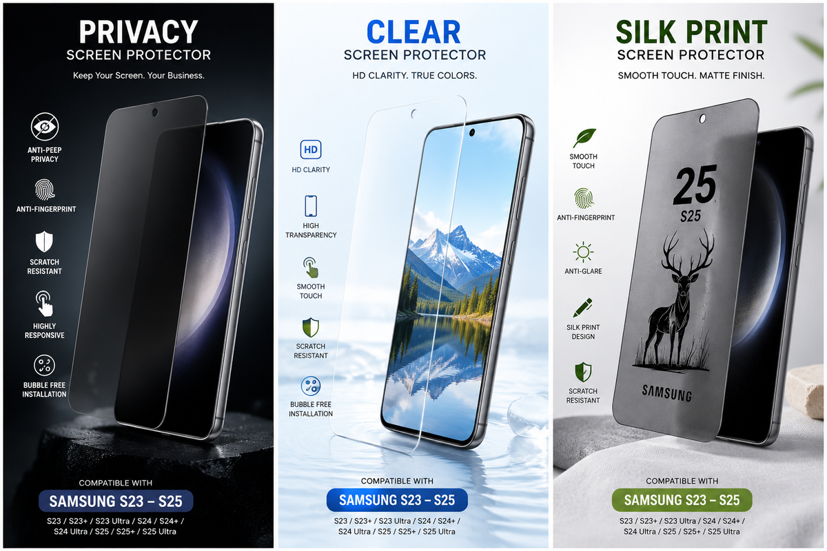 Samsung Galaxy Screen Protector – Privacy HD Tempered Glass | S23 / S24 / S25 Series