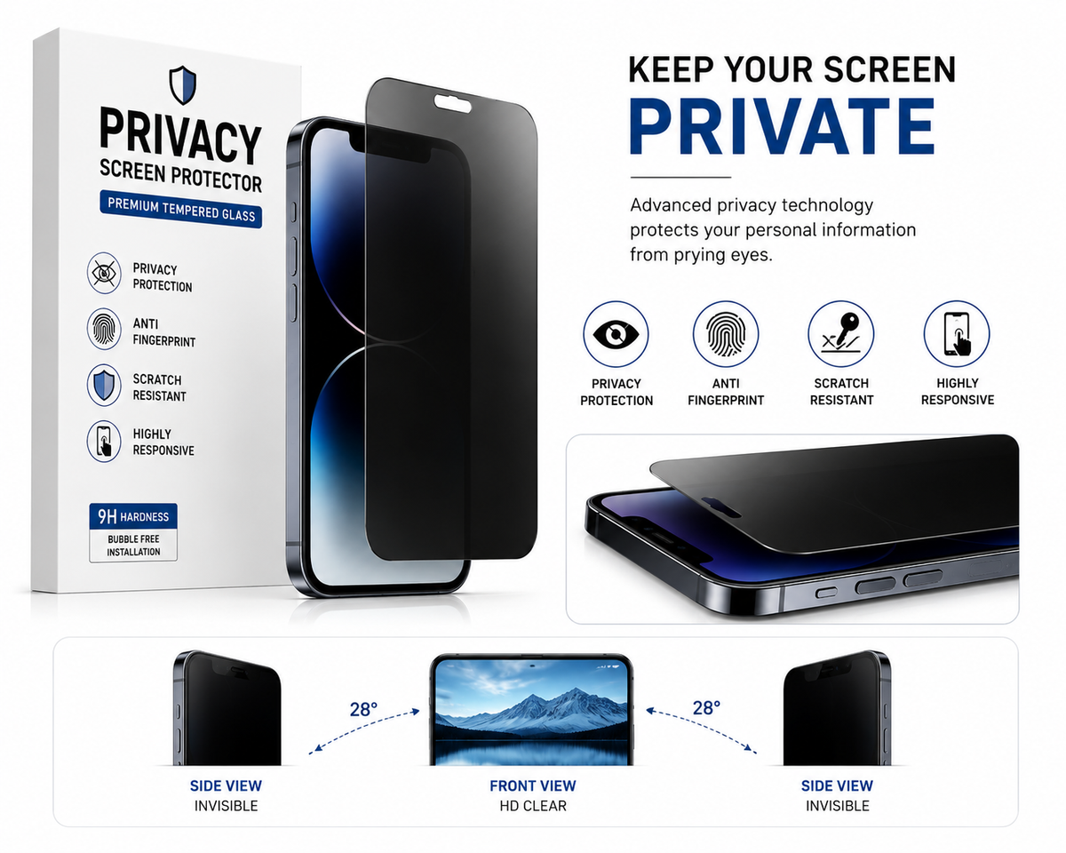 3 pack Stealth Shield Privacy Tempered Glass Screen Protector