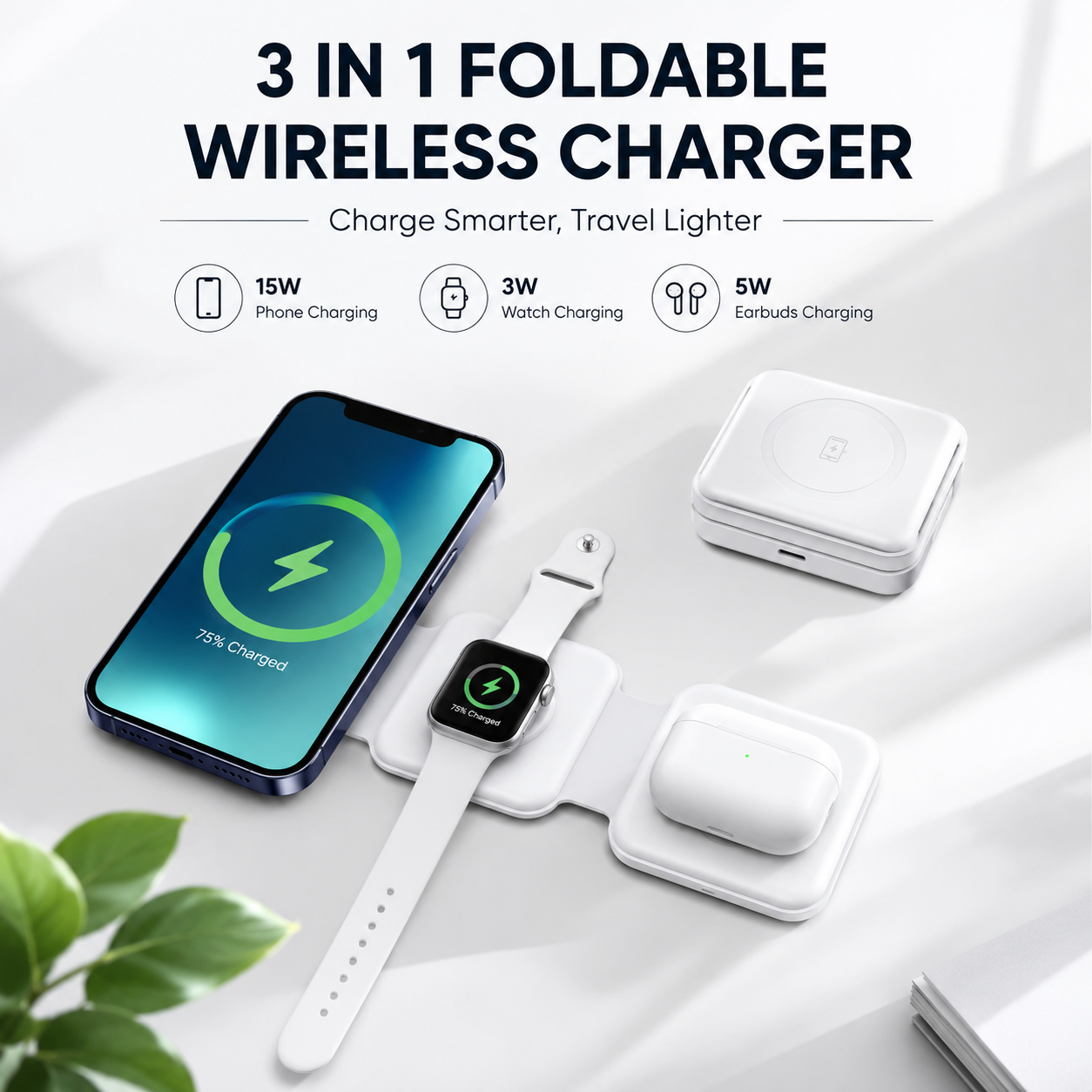 3-in-1 Magnetic Foldable Wireless Charger