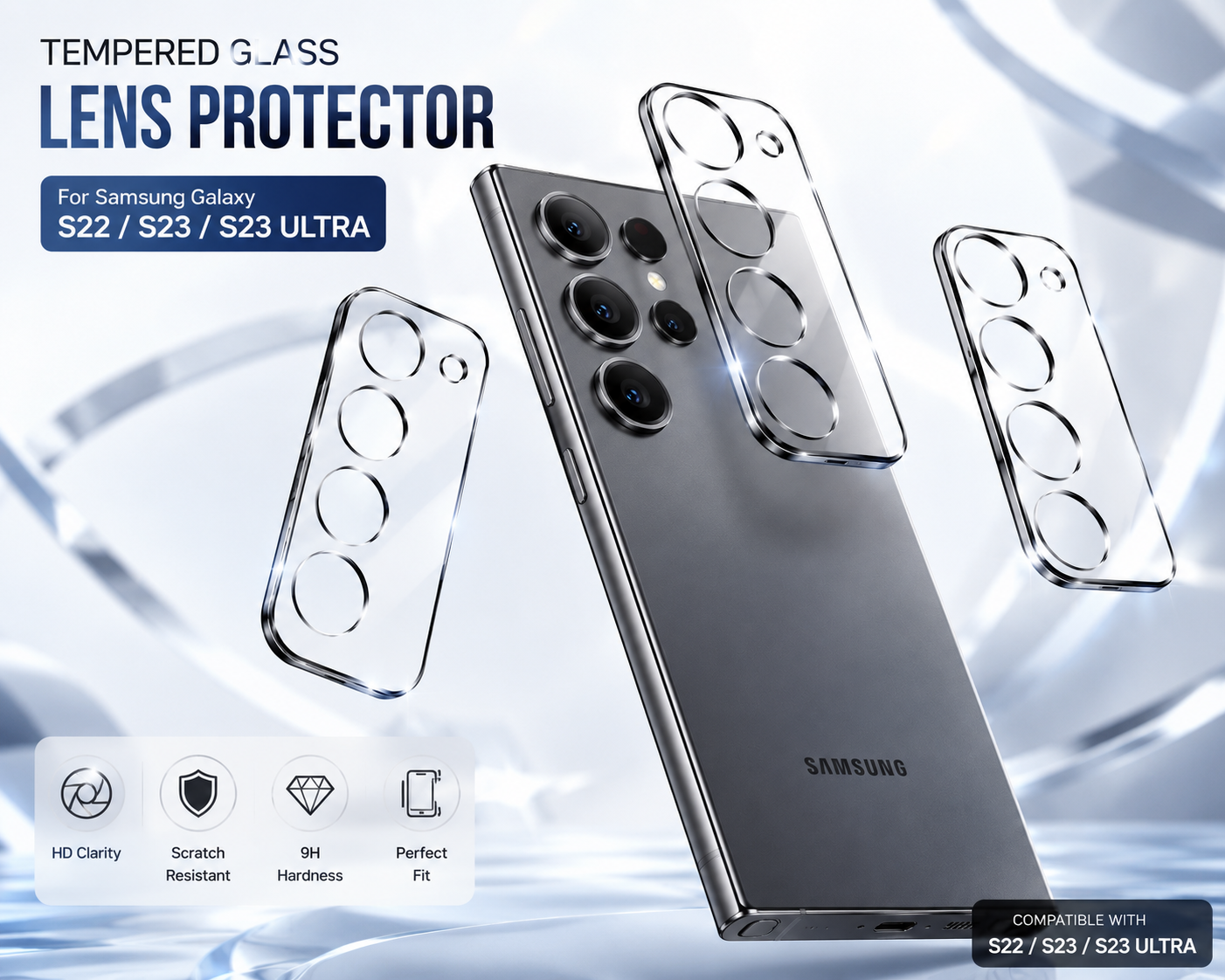 Glass Camera Lens Protector & Hydrogel Screen Protector for Samsung Galaxy S22 & S23 Series