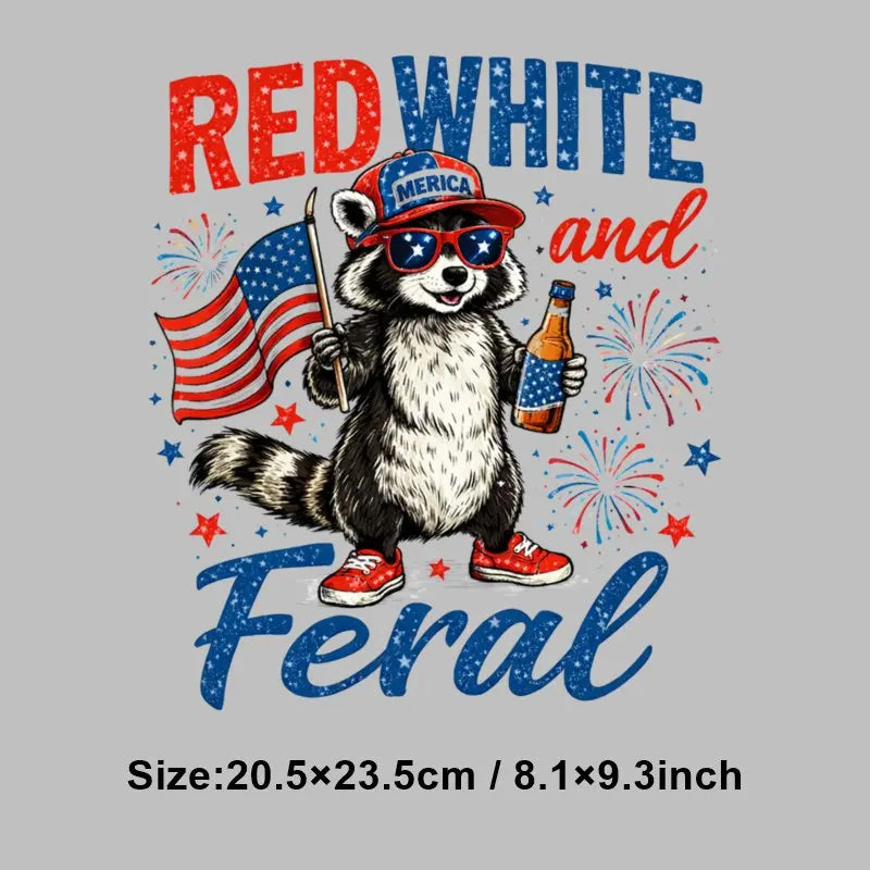 4th of July Heat Transfer Vinyl Stickers Patriotic USA Iron On Decals for T-Shirts DIY Independence Day HTV Patches Red White