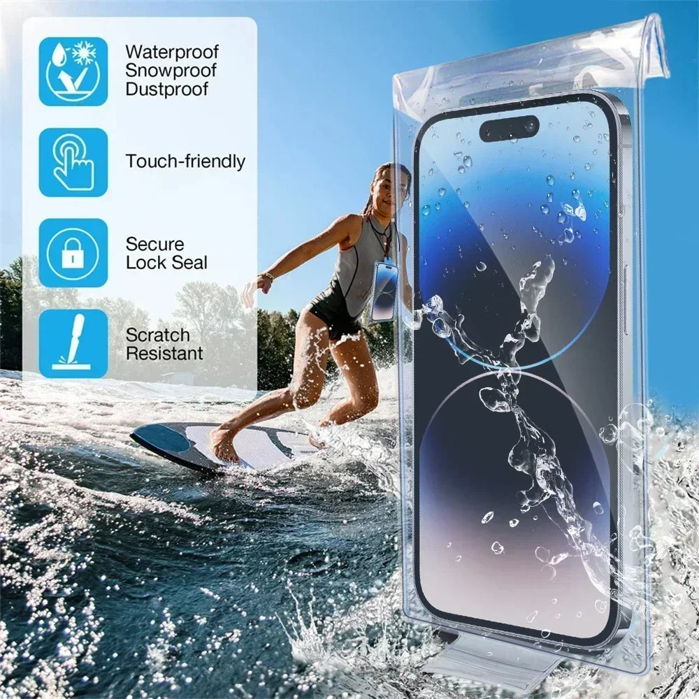 Transparent Waterproof Phone Cover Pouch Universal Mobile Phone Protector Case for Cycling Riding Outdoor Rainproof Phones Bag