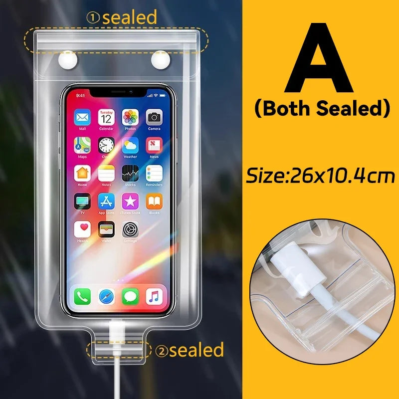 Transparent Waterproof Phone Cover Pouch Universal Mobile Phone Protector Case for Cycling Riding Outdoor Rainproof Phones Bag