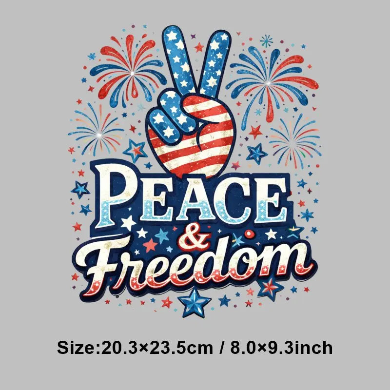 4th of July Heat Transfer Vinyl Stickers Patriotic USA Iron On Decals for T-Shirts DIY Independence Day HTV Patches Red White