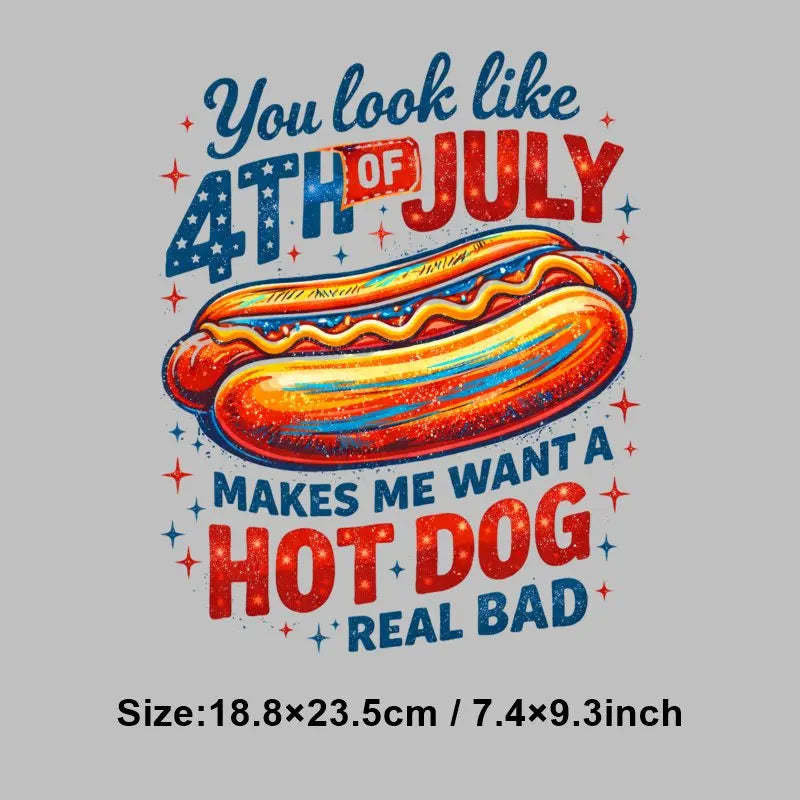 4th of July Heat Transfer Vinyl Stickers Patriotic USA Iron On Decals for T-Shirts DIY Independence Day HTV Patches Red White