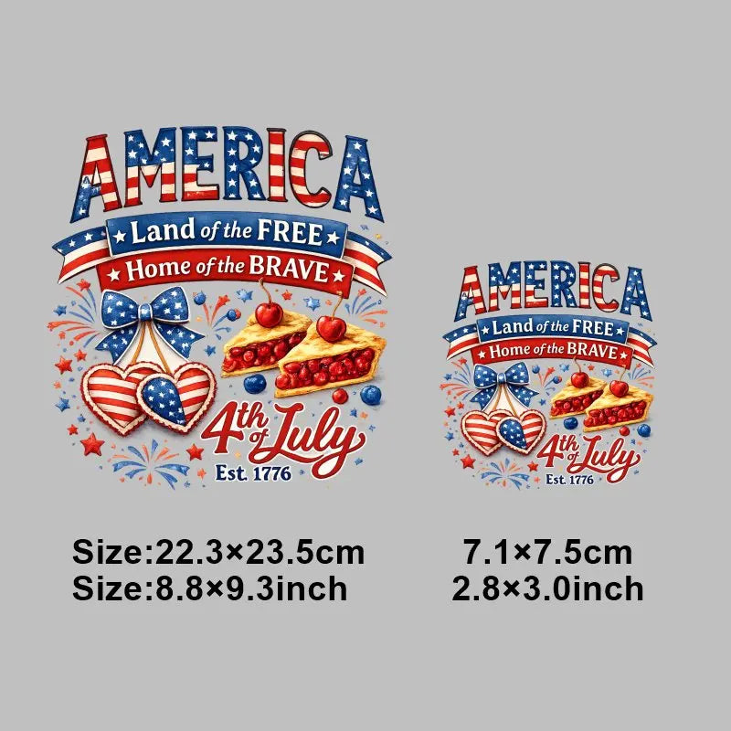 4th of July Heat Transfer Vinyl Stickers Patriotic USA Iron On Decals for T-Shirts DIY Independence Day HTV Patches Red White