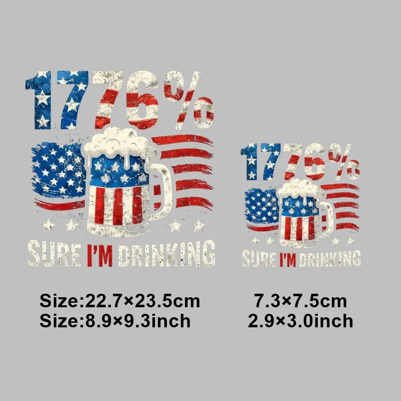 4th of July Heat Transfer Vinyl Stickers Patriotic USA Iron On Decals for T-Shirts DIY Independence Day HTV Patches Red White