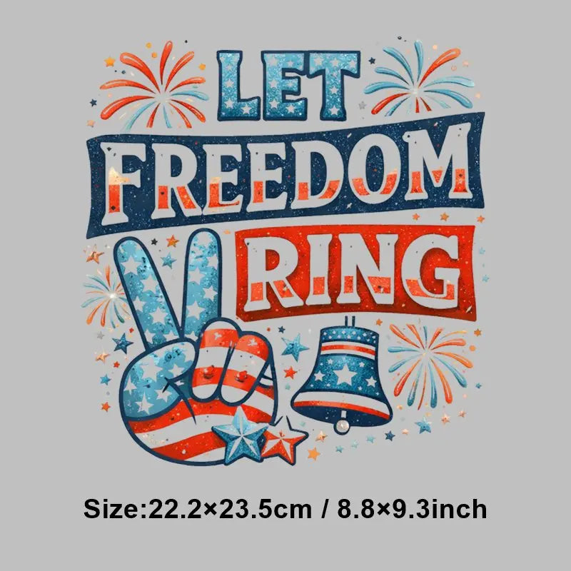 4th of July Heat Transfer Vinyl Stickers Patriotic USA Iron On Decals for T-Shirts DIY Independence Day HTV Patches Red White