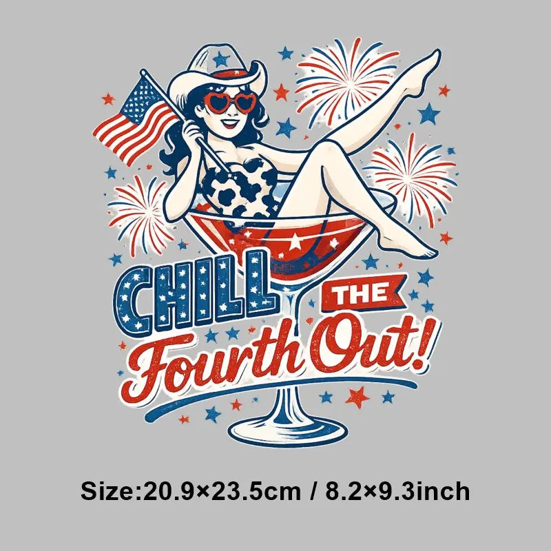 4th of July Heat Transfer Vinyl Stickers Patriotic USA Iron On Decals for T-Shirts DIY Independence Day HTV Patches Red White