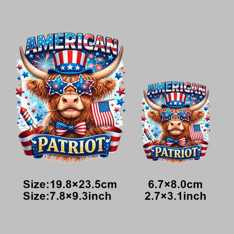 4th of July Heat Transfer Vinyl Stickers Patriotic USA Iron On Decals for T-Shirts DIY Independence Day HTV Patches Red White
