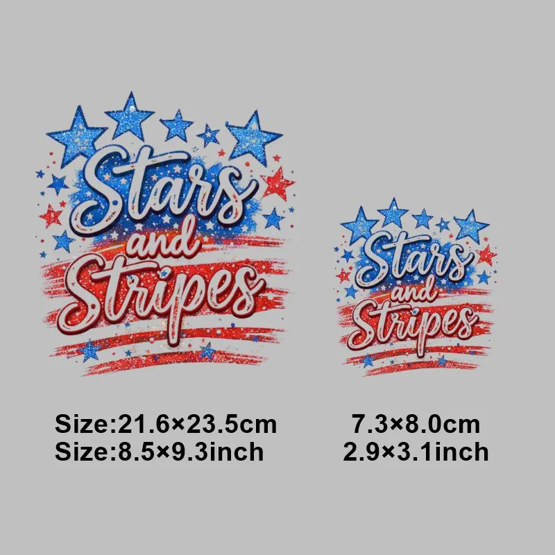 4th of July Heat Transfer Vinyl Stickers Patriotic USA Iron On Decals for T-Shirts DIY Independence Day HTV Patches Red White
