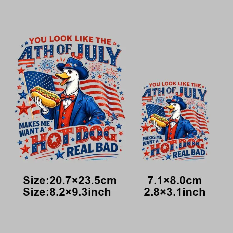 4th of July Heat Transfer Vinyl Stickers Patriotic USA Iron On Decals for T-Shirts DIY Independence Day HTV Patches Red White