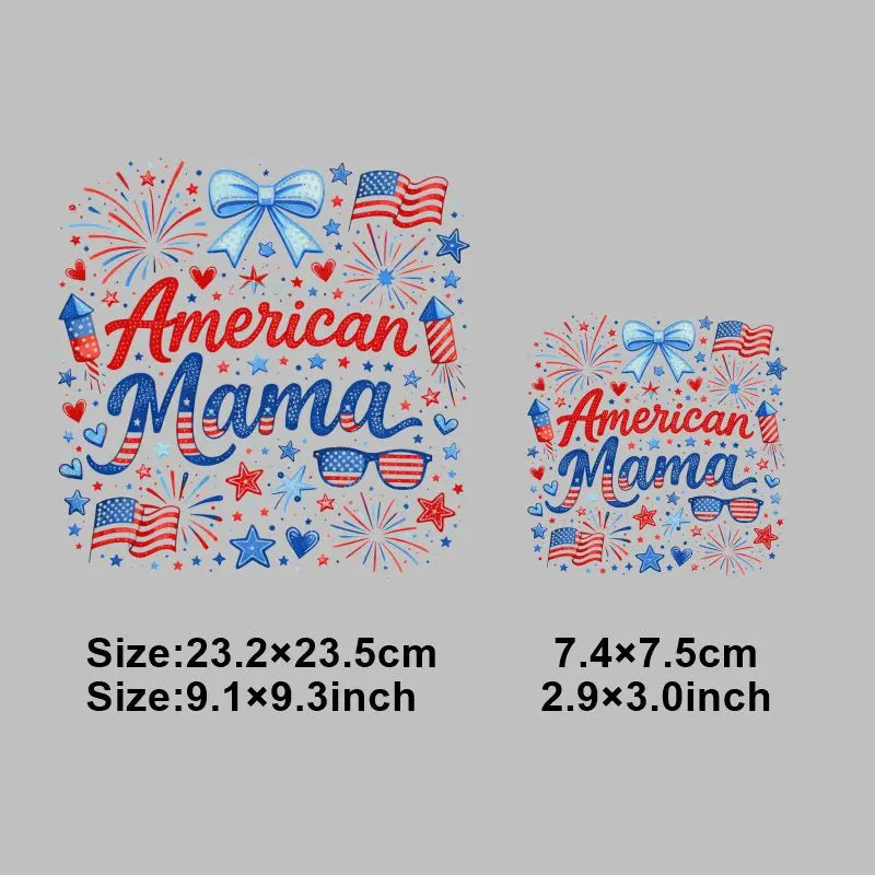 4th of July Heat Transfer Vinyl Stickers Patriotic USA Iron On Decals for T-Shirts DIY Independence Day HTV Patches Red White
