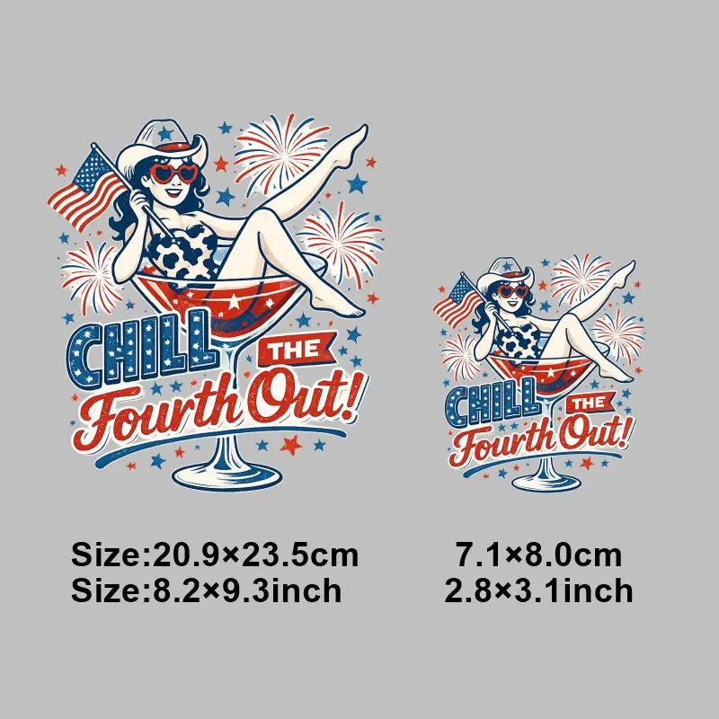 4th of July Heat Transfer Vinyl Stickers Patriotic USA Iron On Decals for T-Shirts DIY Independence Day HTV Patches Red White