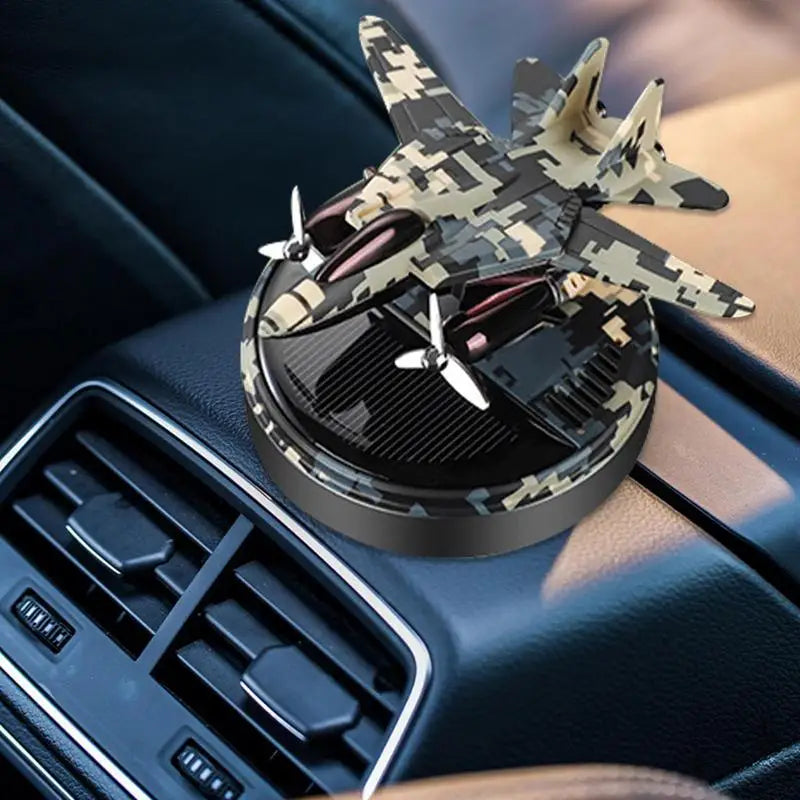 Solar Car Air Freshener Helicopter Automatic Rotation EssentialOil Diffuser Dashboard Camouflage Ornament Car Accessories