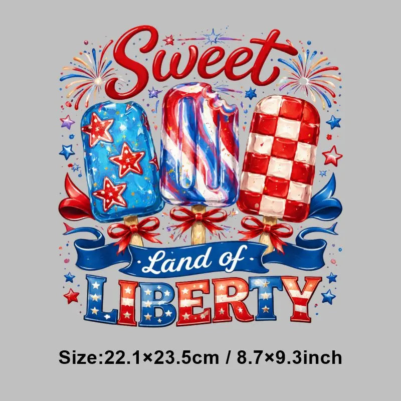 4th of July Heat Transfer Vinyl Stickers Patriotic USA Iron On Decals for T-Shirts DIY Independence Day HTV Patches Red White