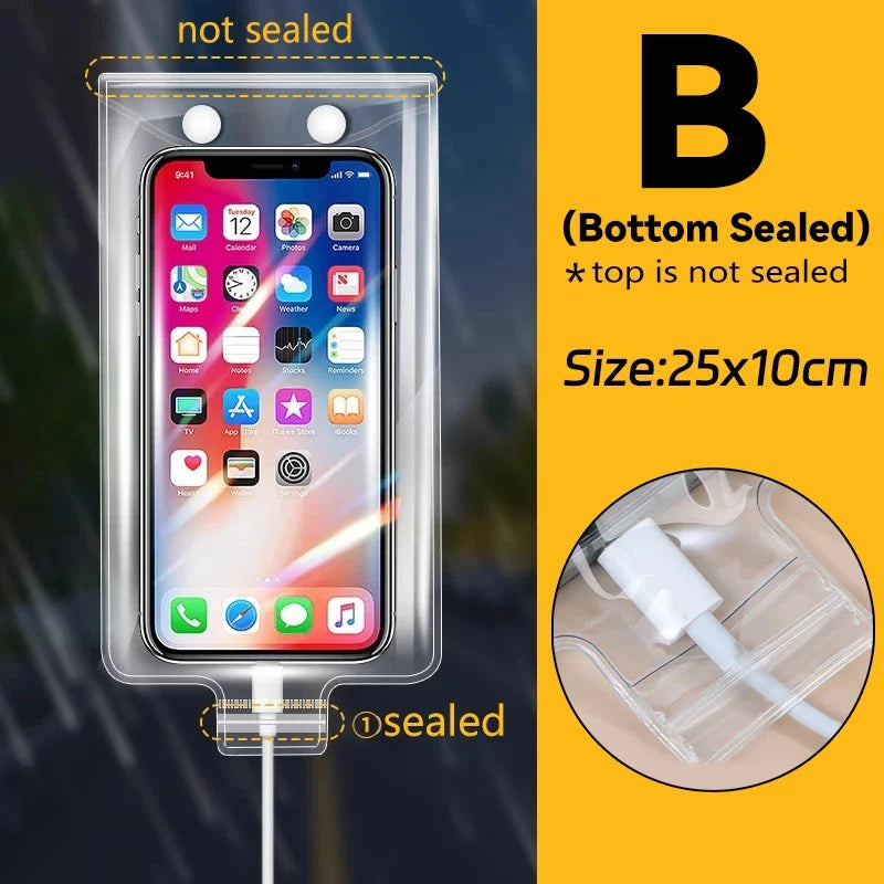 Transparent Waterproof Phone Cover Pouch Universal Mobile Phone Protector Case for Cycling Riding Outdoor Rainproof Phones Bag