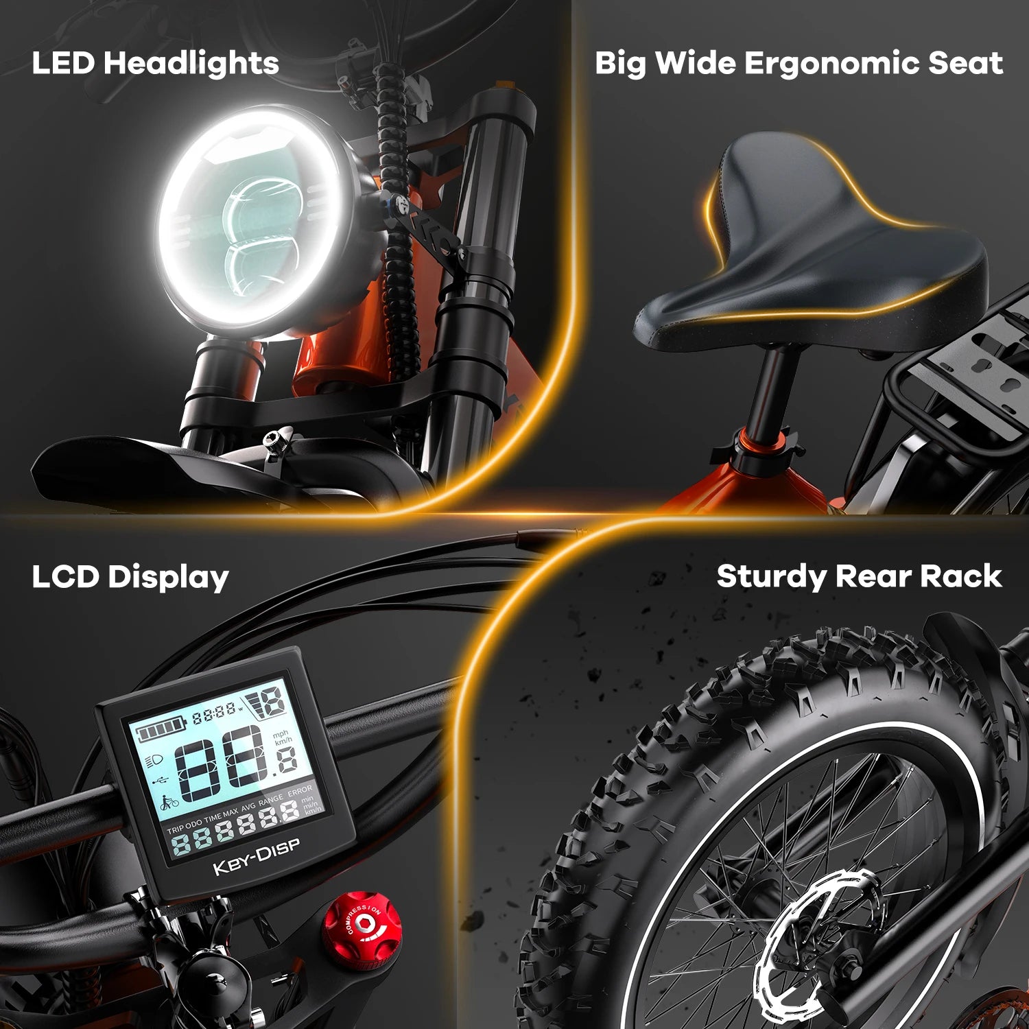 2000W Peak Folding Electric Bike Cybervelo EK6 Adults 30+MPH 48V 25Ah Removable Battery 20" Fat Tire Off Road E-bike