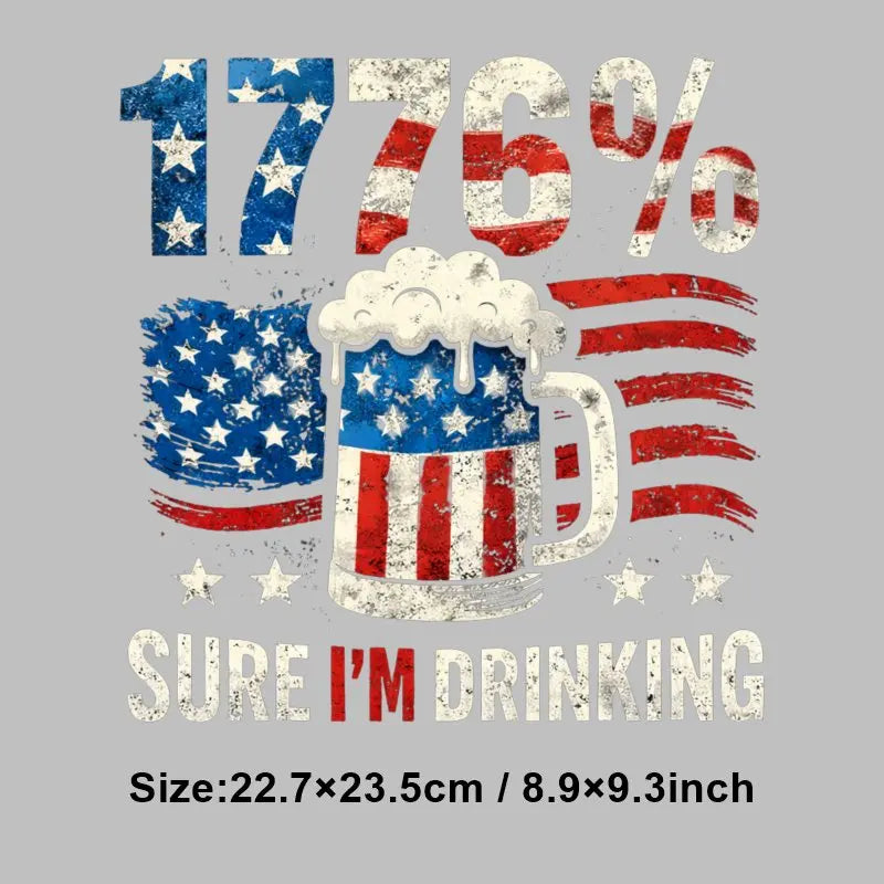 4th of July Heat Transfer Vinyl Stickers Patriotic USA Iron On Decals for T-Shirts DIY Independence Day HTV Patches Red White