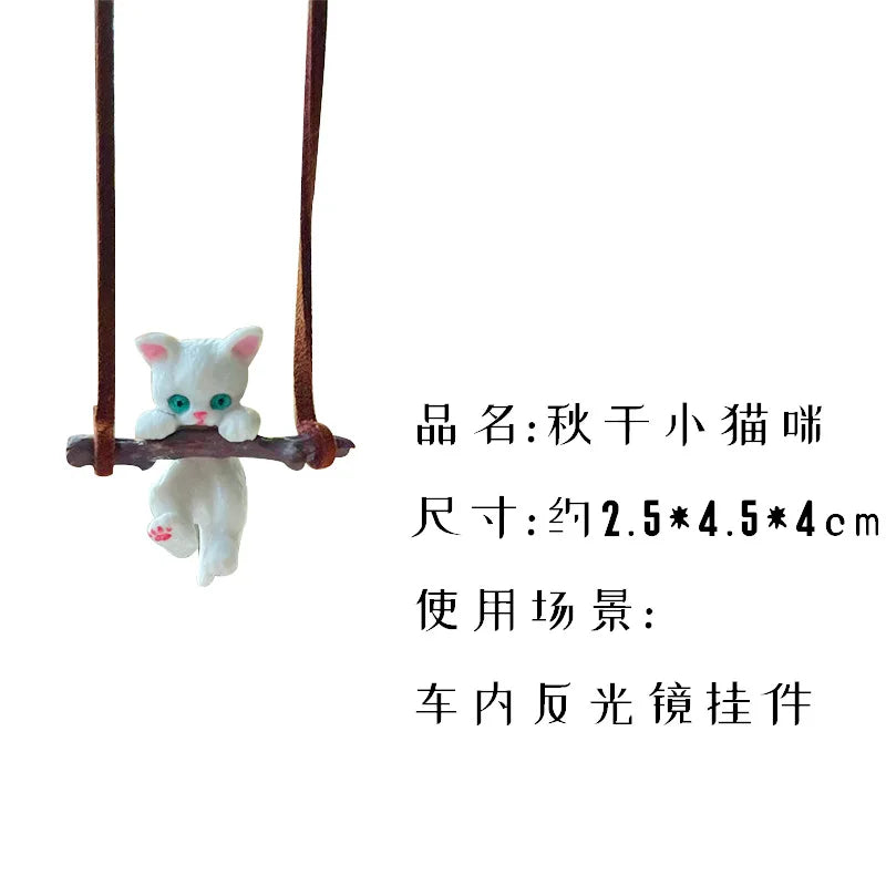 1Pc Car Pendant Creative Cute Branch Pendant Car Interior Decoration Cat Rearview Mirror For Girls Car Interior Accessories