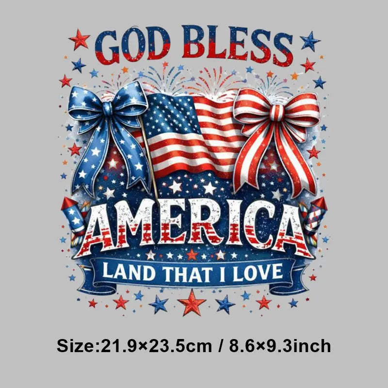 4th of July Heat Transfer Vinyl Stickers Patriotic USA Iron On Decals for T-Shirts DIY Independence Day HTV Patches Red White