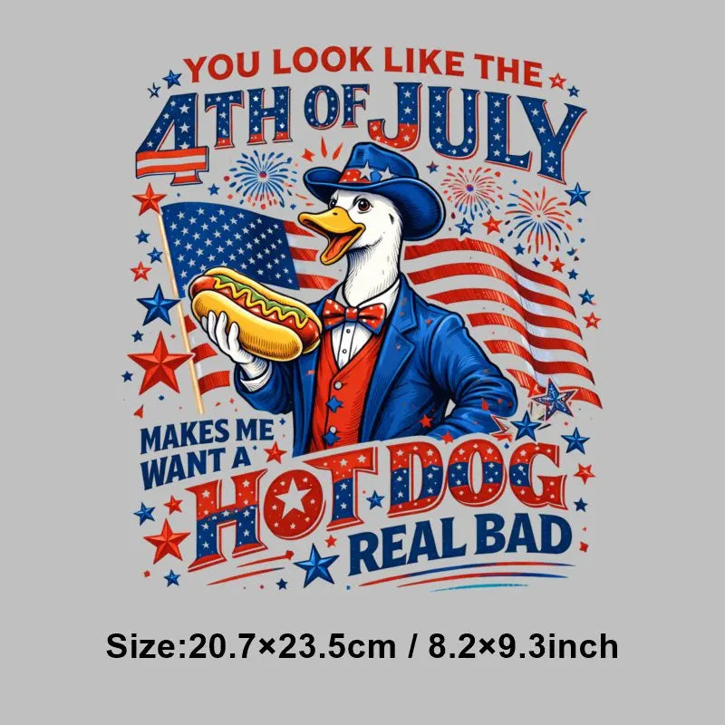 4th of July Heat Transfer Vinyl Stickers Patriotic USA Iron On Decals for T-Shirts DIY Independence Day HTV Patches Red White