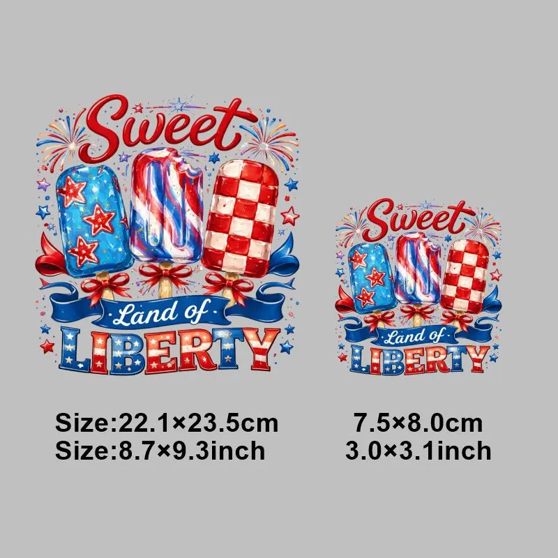 4th of July Heat Transfer Vinyl Stickers Patriotic USA Iron On Decals for T-Shirts DIY Independence Day HTV Patches Red White